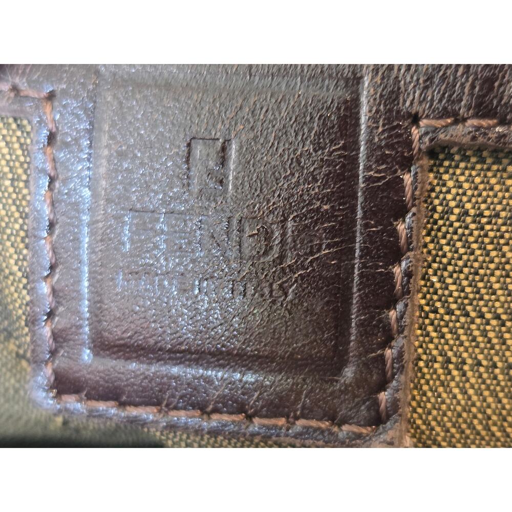 Fendi Zucca Canvas Brown Leather Trim Satchel Bag Silver Hardware Tote Vintage - Picture 12 of 16